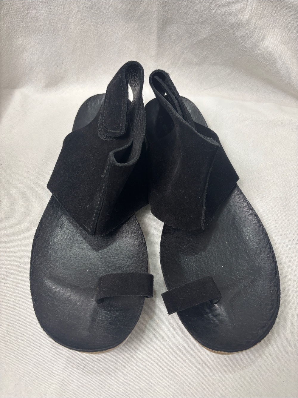 Pedro Garcia Black Suede Toe-Ring Slingback Sandals - Women Size 38/7.5